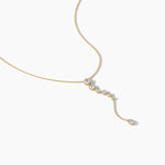 14K Natural Diamond Round Cut Lariat Necklace