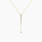 18K Solid Gold Natural Diamond Cushion & Round Lariat Necklace - View 6 | Riyanika Jewels