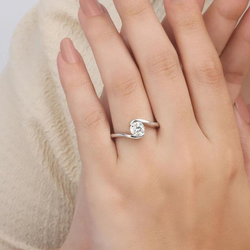 14K 1ct Natural Diamond Round Cut Engagement Ring