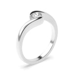 18K Solid Gold 0.50 CT Lab Grown Diamond Round Cut Bypass Tension Set Engagement Ring - Alternate Angle | Riyanika Jewels