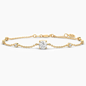 14K Natural Diamond Cushion Cut Bracelet