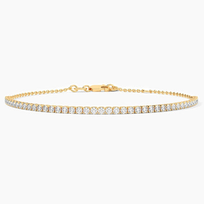 14K Solid Gold Lab Grown Diamond Tennis Bracelet – Dainty & Stackable