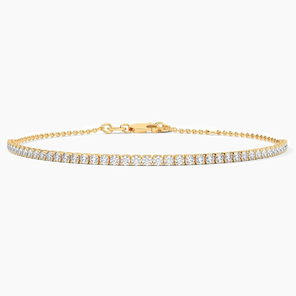 18K Solid Gold Natural Diamond Tennis Bracelet – Dainty & Stackable
