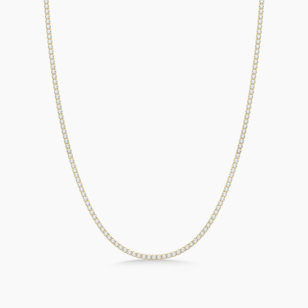 14K Solid Gold Flexible Natural Diamond Tennis Necklace | Choker Necklace