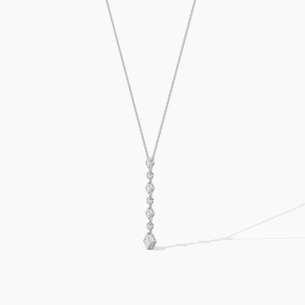 18k Solid Gold Classic Natural Diamond Lariat Necklace - Side View | Riyanika Jewels