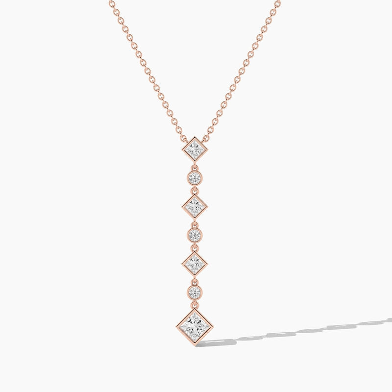 14K Solid Gold Classic Lab Grown Diamond Lariat Necklace