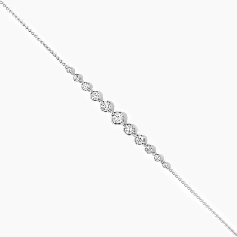 18K Solid Gold Natural Diamond Bracelet | 9 Graduated Diamonds Bezel Set - View 6 | Riyanika Jewels