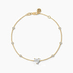 14K Solid Gold Lab Grown Diamond Station Bracelet | Heart Cut Lab Grown Diamond