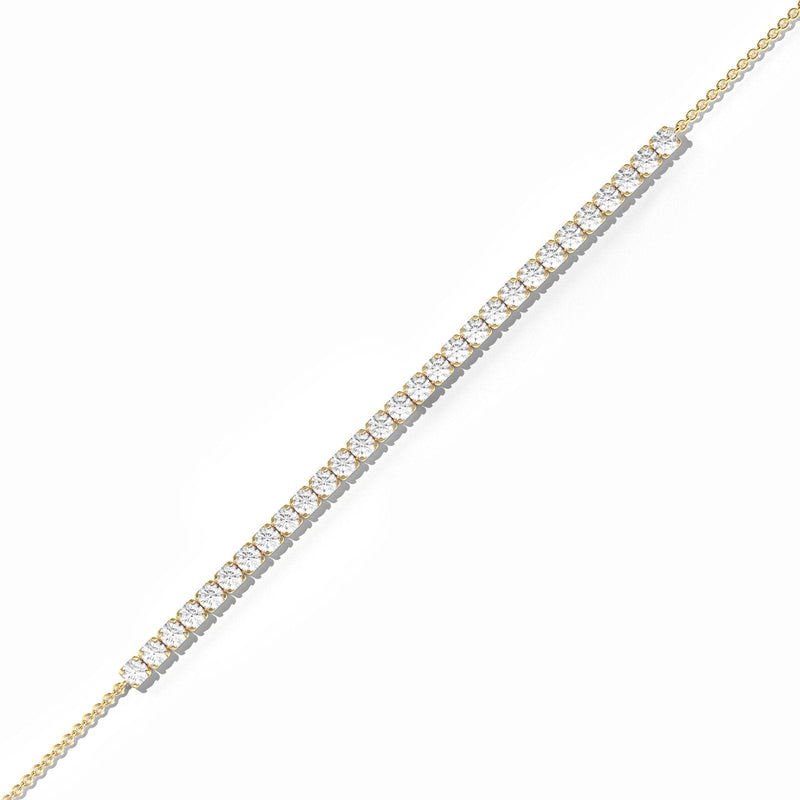 14K Solid Gold 3.00mm Natural Diamond Tennis Bracelet