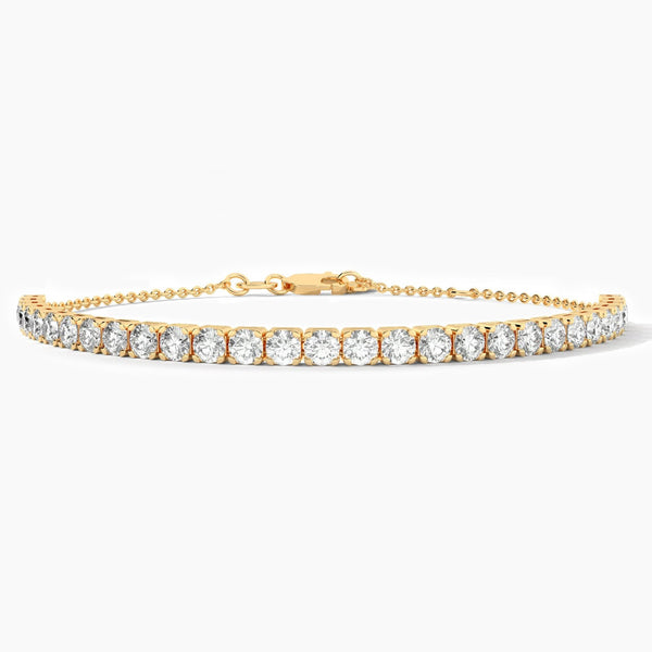 18k Solid Gold 3.00mm Natural Diamond Tennis Bracelet