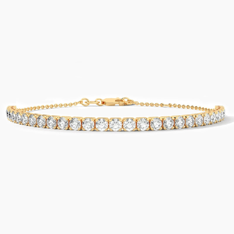 18k Solid Gold 3.00mm Natural Diamond Tennis Bracelet