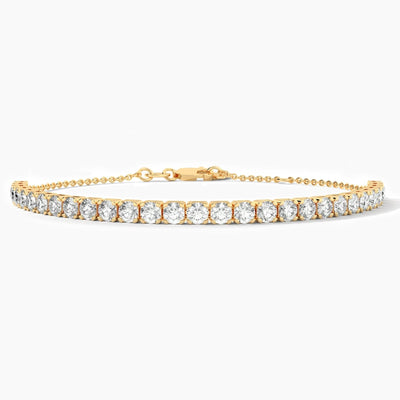 14K Solid Gold 3.00mm Lab Grown Diamond Tennis Bracelet