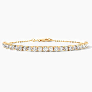 14K Solid Gold 3.00mm Natural Diamond Tennis Bracelet