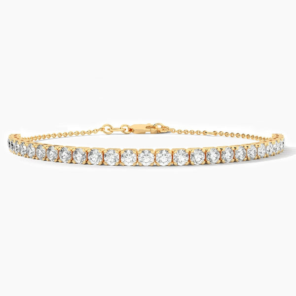 14K Solid Gold 3.00mm Natural Diamond Tennis Bracelet