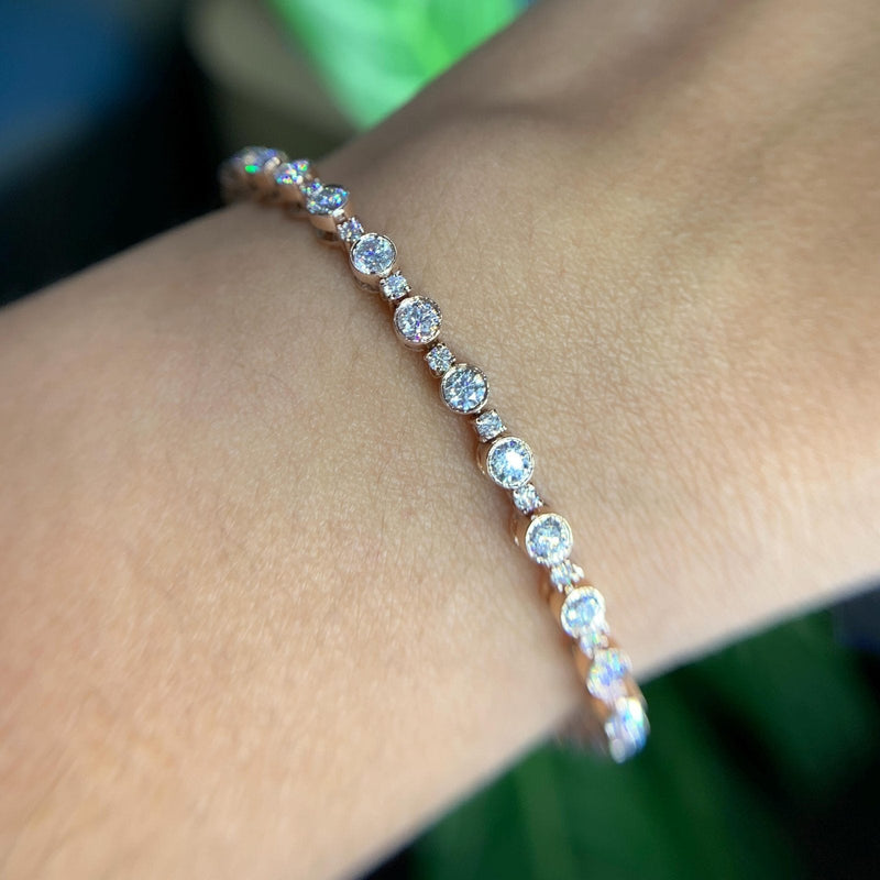 14K Natural Diamond Round Cut Tennis Bracelet
