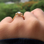 18K Solid Gold 1ct Natural Diamond Three Stone Engagement Ring - View 7 | Riyanika Jewels