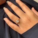 18K Solid Gold 1ct Natural Diamond Three Stone Engagement Ring - Alternate Angle | Riyanika Jewels