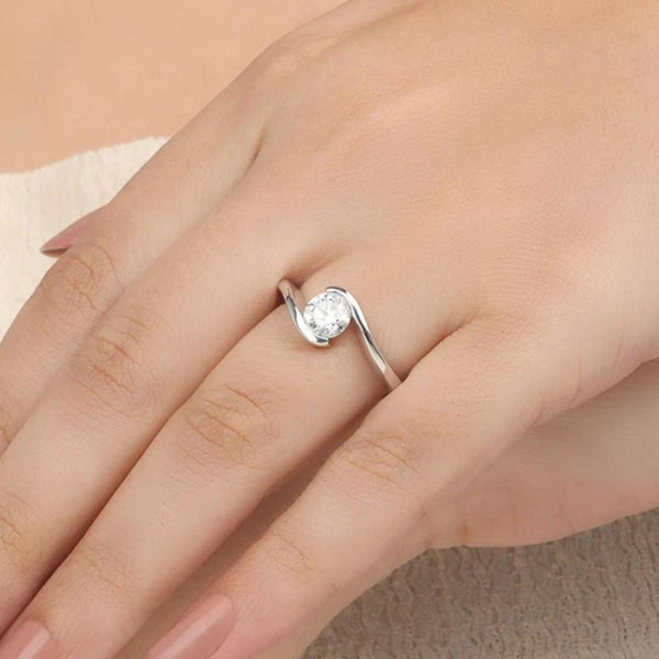 14K 1ct Natural Diamond Round Cut Engagement Ring