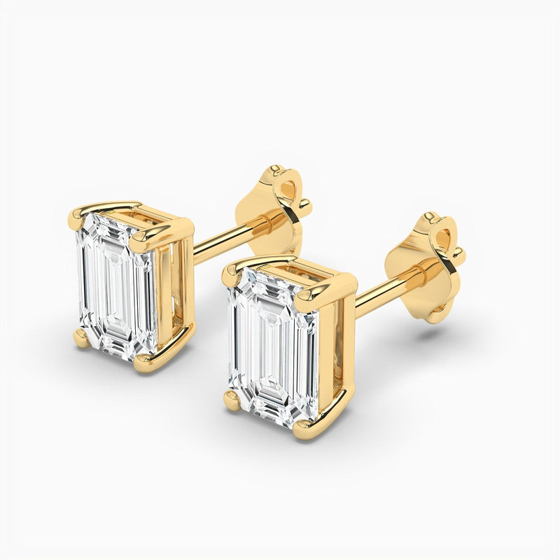 14K Lab Grown Diamond Emerald Cut Solitaire Earrings