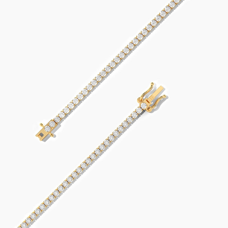 18K Solid Gold Natural Diamond 2.00mm Tennis Bracelet | 4 Prong Wedding Gift for Women - Alternate Angle | Riyanika Jewels