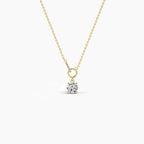 14K 1ct Lab Grown Diamond Round Cut Solitaire Necklace