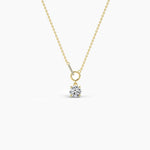 18K Solid Gold Natural Diamond 1.00 Ct Round Solitaire Necklace – Minimalist Interlocking Design