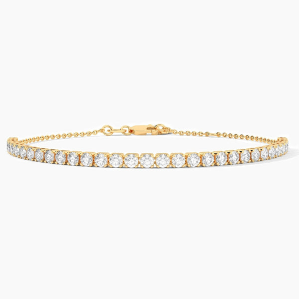 14K Solid Gold 2.50mm Lab Grown Diamond Tennis Bracelet