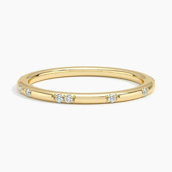 18K Solid Gold Natural Diamond Round Cut Prong Set Eternity Band