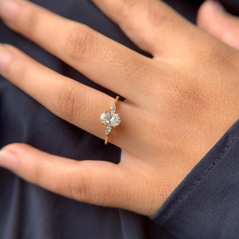 14K 1ct Lab Grown Diamond Oval Cut Three Stone Engagement Ring