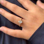 18K Solid Gold 1ct Natural Diamond Three Stone Engagement Ring - View 6 | Riyanika Jewels