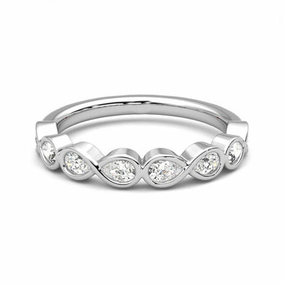 14K Natural Diamond Pear Cut Twisted Half Eternity Band
