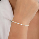 18k Solid Gold 2.00mm Lab Grown Diamond Tennis Bracelet | Stackable Bracelet - Side View