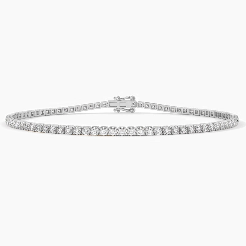 18K Solid Gold Natural Diamond 2.00mm Tennis Bracelet | 4 Prong Wedding Gift for Women - View 8