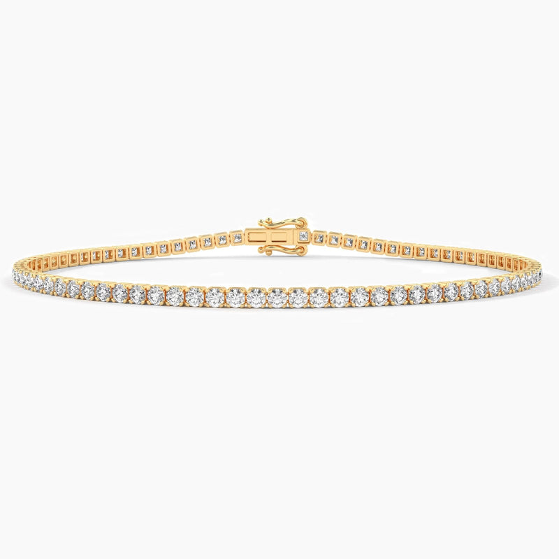 18K Solid Gold Natural Diamond 2.00mm Tennis Bracelet | 4 Prong Wedding Gift for Women