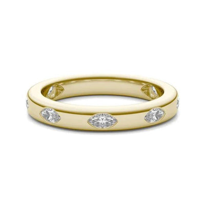 18K Solid Gold Natural Diamond Marquise Cut Flush Set Eternity Band