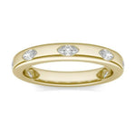 18K Solid Gold Natural Diamond Marquise Cut Flush Set Eternity Band - Side View | Riyanika Jewels