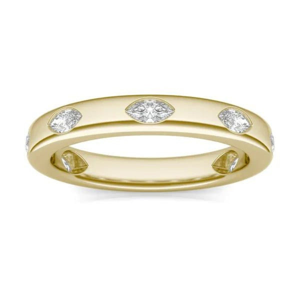 14K Natural Diamond Marquise Cut Eternity Band