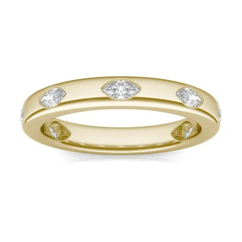 14K Natural Diamond Marquise Cut Eternity Band