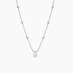 18k Solid Gold Oval Cut Lab Grown Diamond Yard Necklace - Alternate Angle | Riyanika Jewels