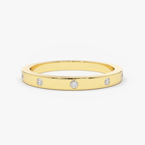 18K Solid Gold Natural Diamond Round Cut Flush Set Full Eternity Band