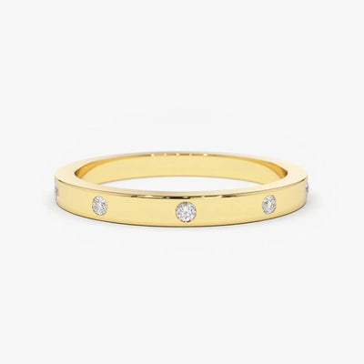18K Solid Gold Natural Diamond Round Cut Flush Set Full Eternity Band