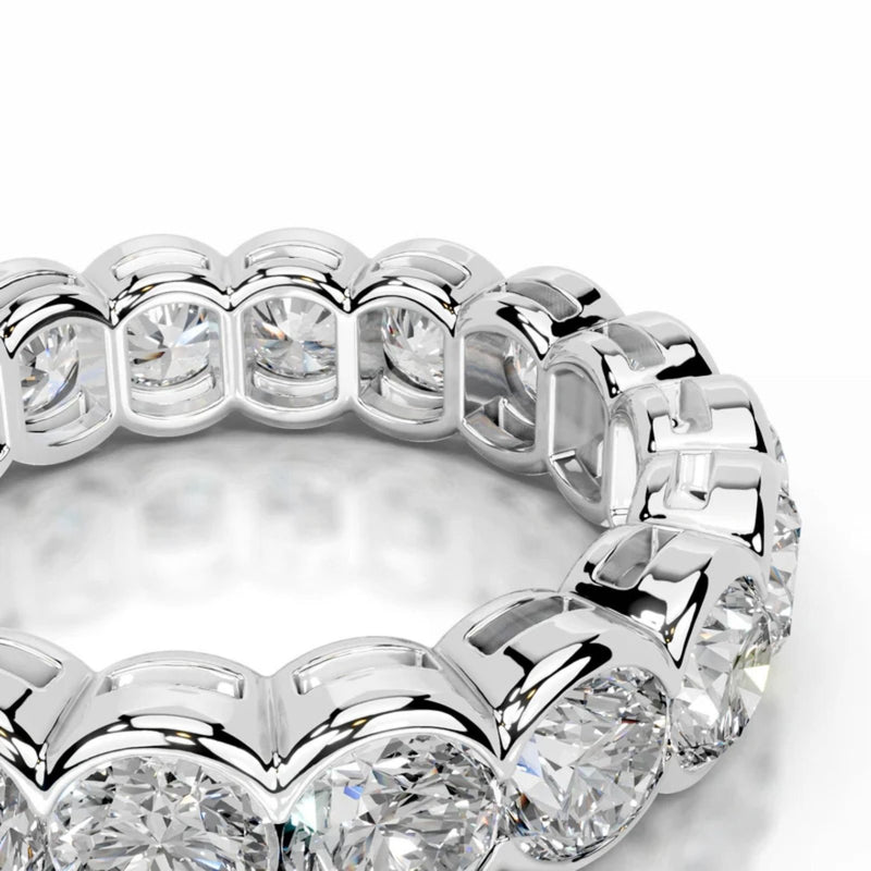 18K Solid Gold Natural Diamond Half Bezel Eternity Stackable Band - Detail | Riyanika Jewels