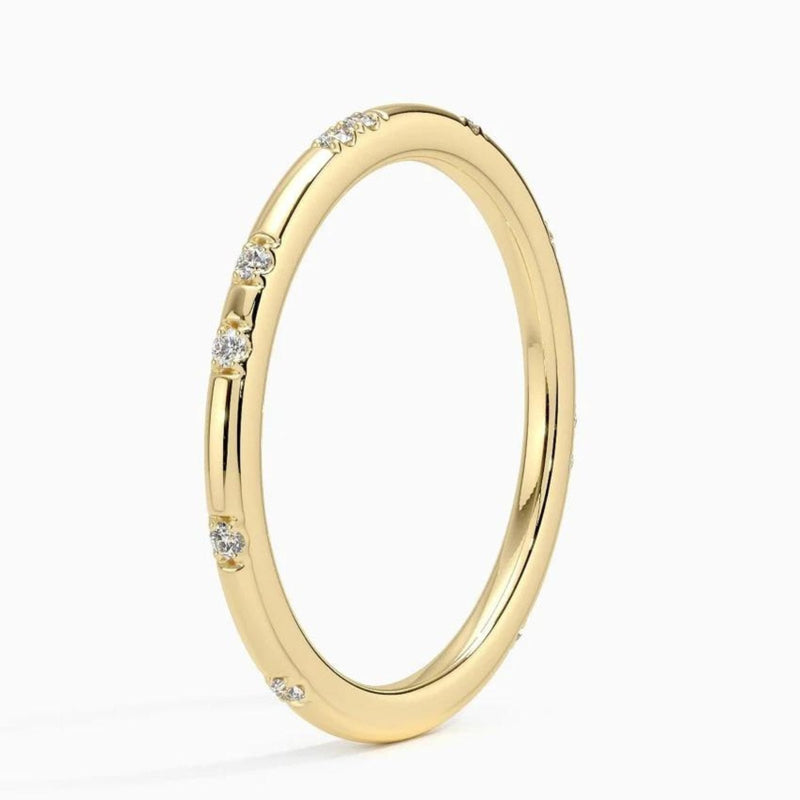 18K Solid Gold Lab Grown Diamond Round Cut Prong Set Eternity Band - Detail | Riyanika Jewels