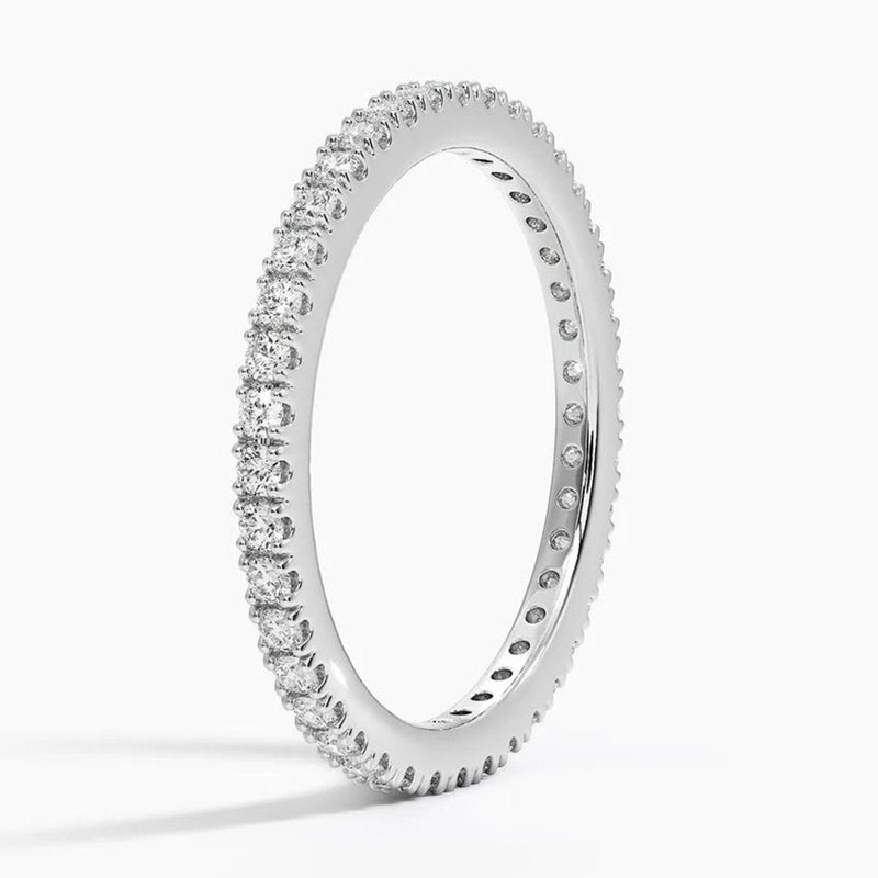 14K Natural Diamond Round Cut Pave Eternity Band