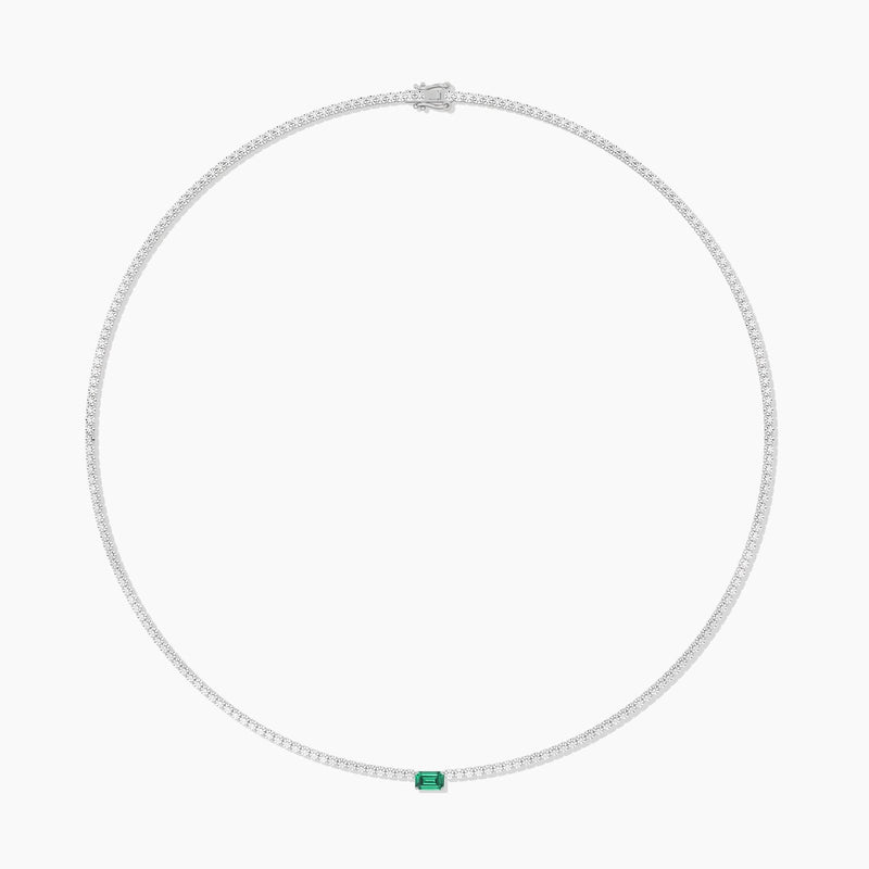 14K Solid Gold Flexible Emerald Natural Diamond Tennis Choker Necklace