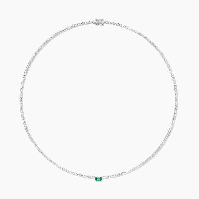 18k Solid Gold Flexible Emerald Lab Grown Diamond Tennis Choker Necklace - Detail | Riyanika Jewels