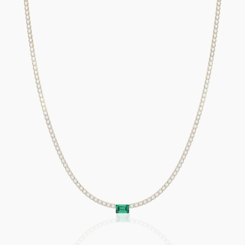 18k Solid Gold Flexible Emerald Lab Grown Diamond Tennis Choker Necklace - View 7 | Riyanika Jewels