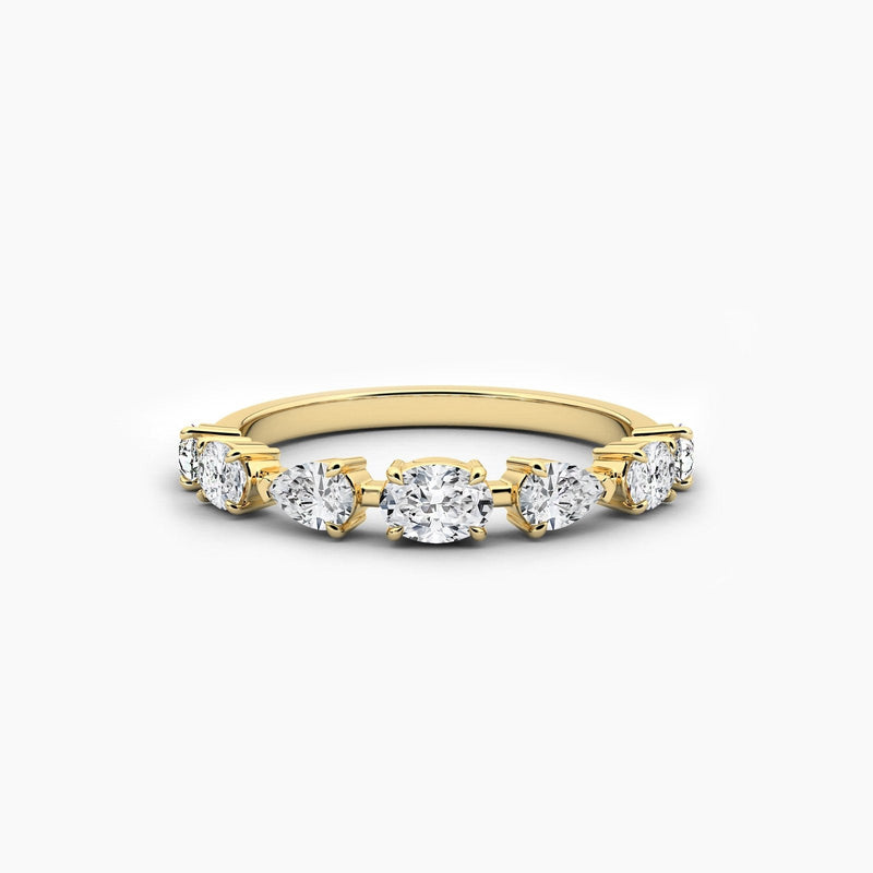 14K Natural Diamond Oval Cut Eternity Wedding Band
