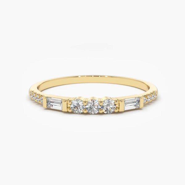 14K Natural Diamond Round Cut Half Eternity Wedding Band