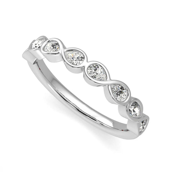 14K Natural Diamond Pear Cut Twisted Half Eternity Band
